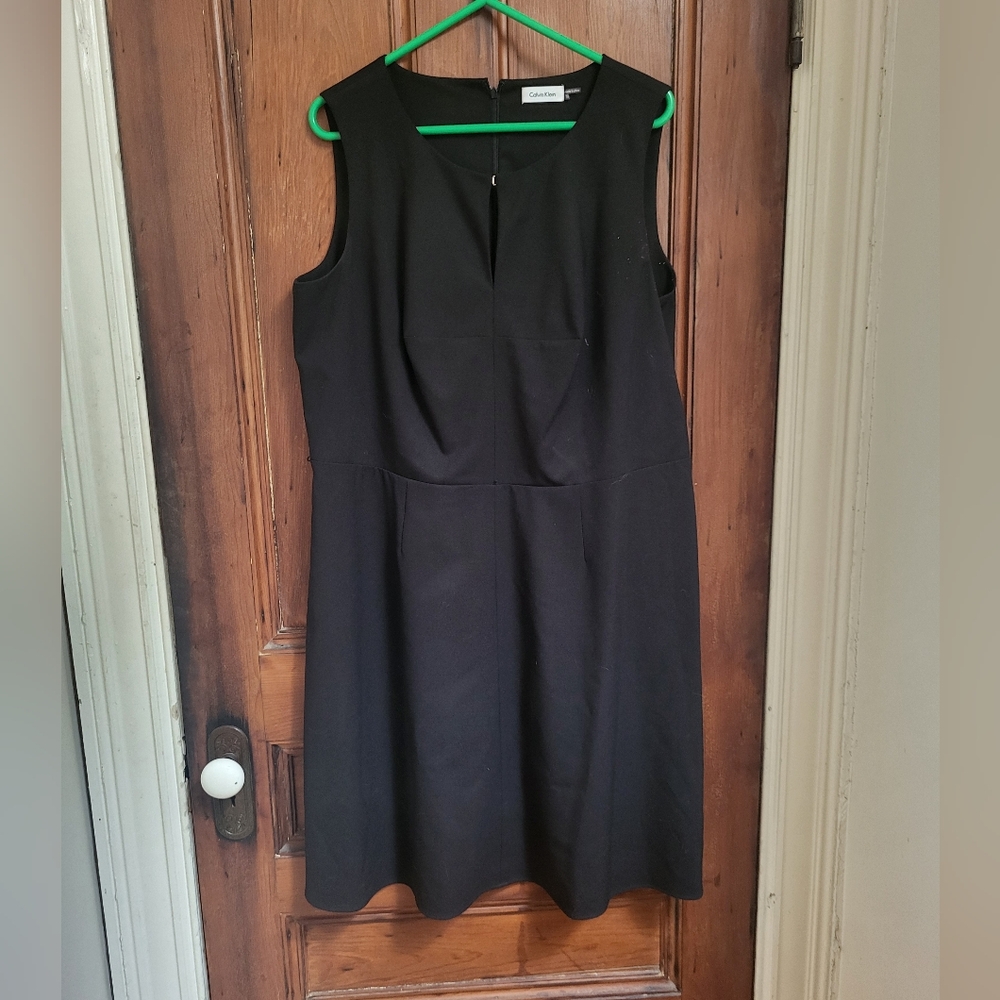 Calvin Klein Black Midi Dress 18 W Golden clasp lining XXL Women's